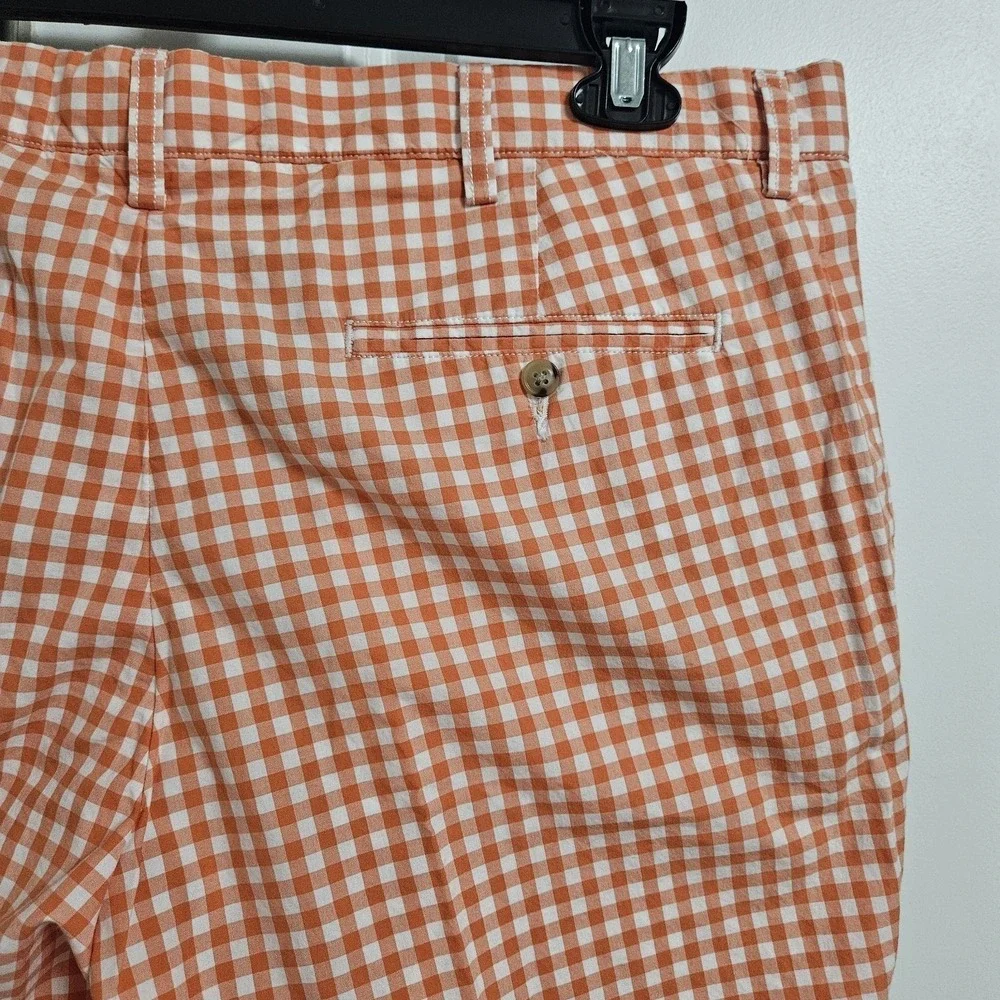 Polo Ralph Lauren Shorts Mens 36 Orange Suffield Gingham Check Cotton Preppy